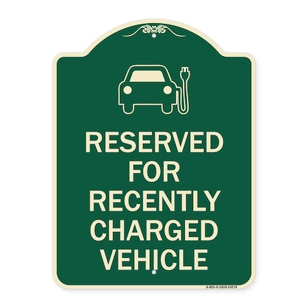 Signmission Reserved for Recently Charged Vehicle W/ Graphic Heavy-Gauge Aluminum Sign, 24" x 18", G-1824-23178 A-DES-G-1824-23178